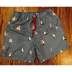 Mens Franks Australia Sailboat Print Swim Trunk Beach Shorts Size Medium